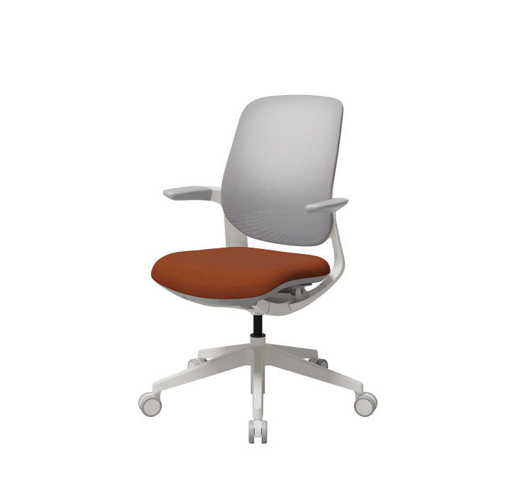 T25 Small Ergonomic Office Chair (White Mesh Back, Blue Seat)