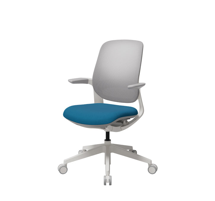 T25 Small Ergonomic Office Chair (White Plastic Back, Ash Green Seat)