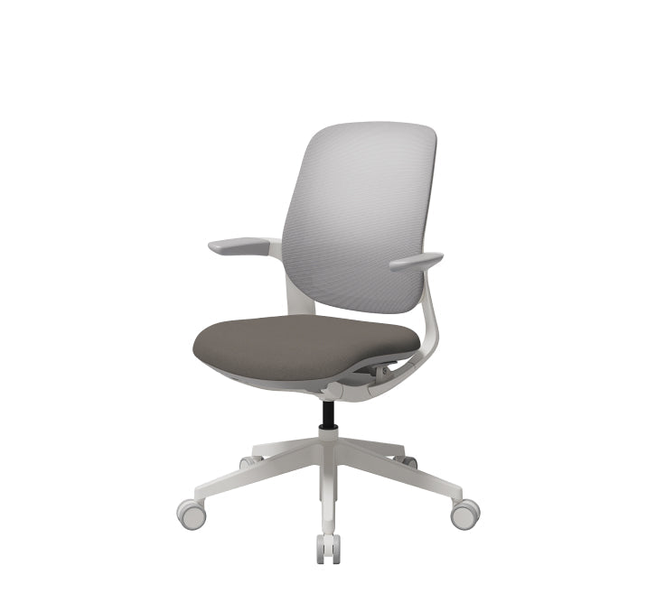 T25 Small Ergonomic Office Chair (White Mesh Back, Gray Seat)