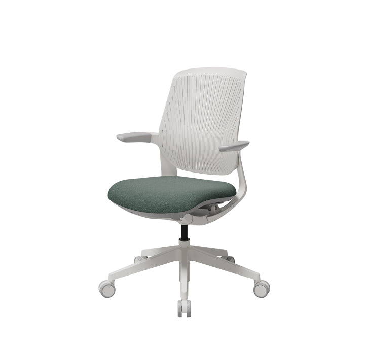 T25 Small Ergonomic Office Chair (White Plastic Back, Ash Green Seat)